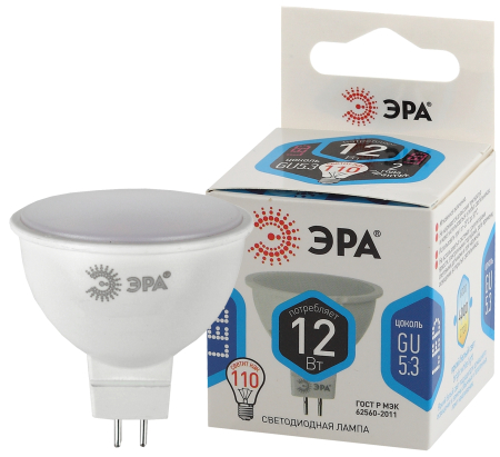 Лампочка светодиодная ЭРА STD LED MR16-12W-840-GU5.3 GU5.3 12 Вт софит нейтральный белый свет