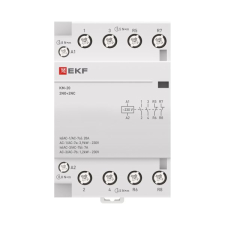 Контактор модульный КМ 20А 2NО+2NC (3 мод.) EKF PROxima