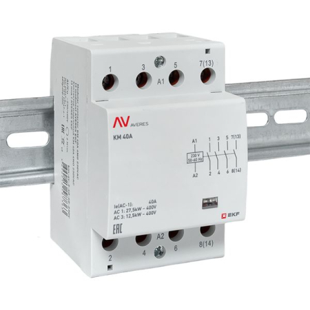Контактор модульный КМ 40А 4NO 230VAC (3 мод.) AVERES EKF