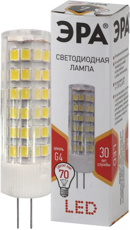 Лампы СВЕТОДИОДНЫЕ СТАНДАРТ LED JC-7W-220V-CER-827-G4  ЭРА (диод, капсула, 7Вт, тепл, G4)