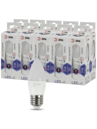 Лампа светодиодная Эра LED B35-7W-860-E27 (диод, свеча, 7Вт, хол, E27)