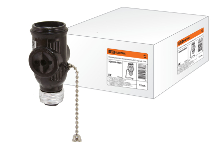 Патрон-розетка карболитовый с выключателем, Е27, черный, TDM (ЕС)