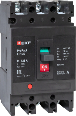 Автоматический выключатель LS125 18кА 3P 125А ProPact EKF
