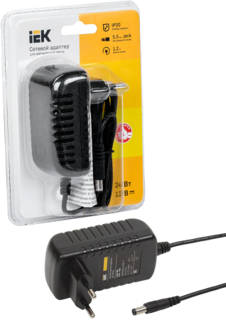 Драйвер LED ИПСН 24Вт 12 В адаптер -JacK 5,5 мм IP20 IEK-eco