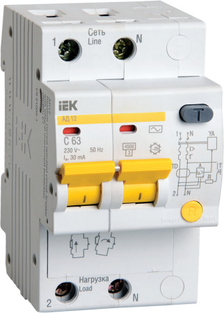 Диф. автомат АД12 2Р 25А 100мА IEK