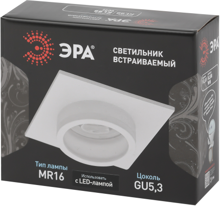 KL88 WH  Встраиваемый светильник алюминиевый ЭРА KL88 WH MR16/GU5.3 белый