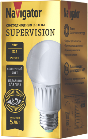 Лампа Navigator 80 548 NLL-A60-9-230-2.7K-E27-FR-SV