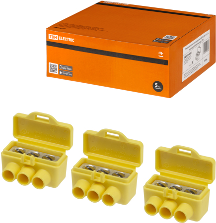 Клемма винтовая изолированная КВИ-3 для Al и Cu проводов (6,0мм2) желтая TDM
