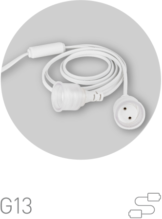 Патрон ЭРА FITO-Holder G13 IP65 mini для ламп FITO до 600 мм 2хG13 с выключателем, вилкой 1.5 м