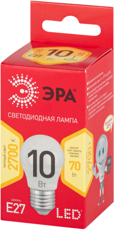 Лампочка светодиодная ЭРА RED LINE LED P45-10W-827-E27 R E27 / Е27 10 Вт шар теплый белый свет