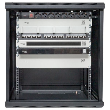 Шкаф настенный 19" TERACOM PRO 12U 600х450 мм дверь стеклянная с замком-ручкой чёрный