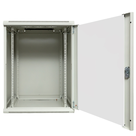 Шкаф настенный 19" TERACOM PRO 15U 600х600 мм дверь стеклянная с замком-ручкой серый