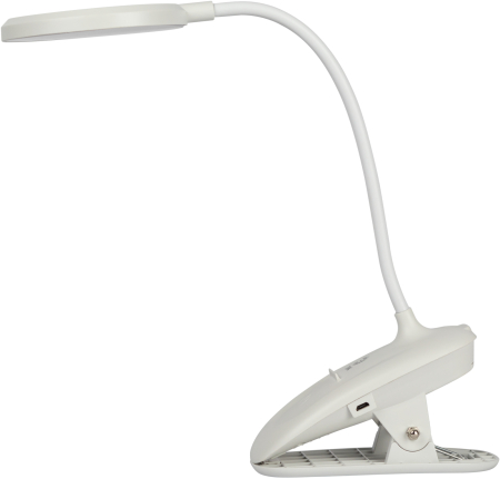 Настольный светильник ЭРА NLED-513-6W-W светодиодный аккумуляторный на прищепке белый