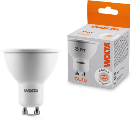 Лампа LED WOLTA PAR16  8Вт 700лм GU10 4000К   1/50