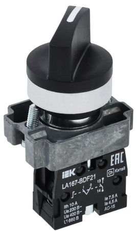 Переключатель LA167-BDF21 2 полож. 1з черный IEK