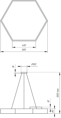 SPO-122-B-40K-066  Светильник светодиодный Geometria ЭРА Hexagon SPO-122-B-40K-066 66Вт 4000К 4800Лм IP40 800*800*80 черный подвесной