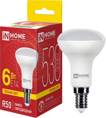 Лампа светодиодная LED-R50-VC 6Вт 230В Е14 3000К 480Лм IN HOME