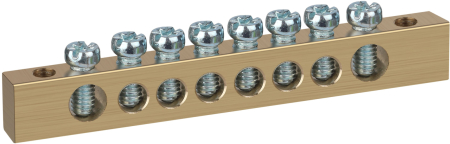 NO-122-21  Шина ЭРА NO-122-21 PEN земля-ноль 8х12мм 8/2 латунная крепеж по краям