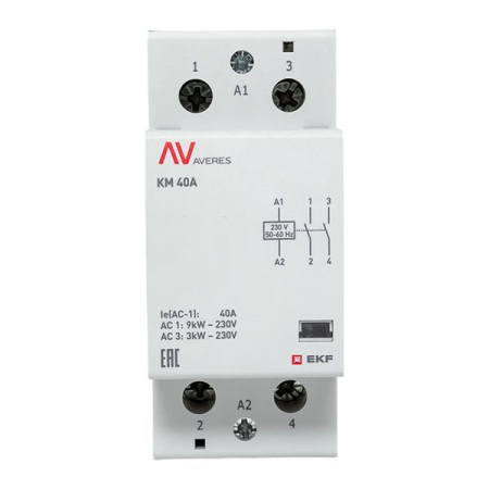 Контактор модульный КМ 40А 2NО 230VAC (2 мод.) AVERES EKF