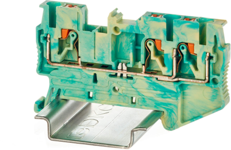 Клемма заземления, зажим push-in, 3 точки подключения, 2.5 кв.мм, серая