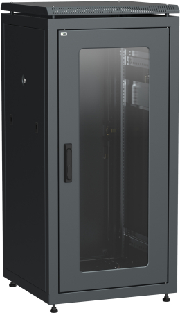 ITK Шкаф сетевой 19" LINEA N 24U 600х800 мм стеклянная передняя дверь, задняя металлическая черный