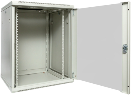 Шкаф настенный 19" TERACOM PRO 12U 600х450 мм дверь стеклянная с замком-ручкой серый