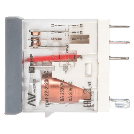 Реле промежуточное с кнопкой и мех. Индикацией RPAt 22/2 8A 230В AC EKF AVERES