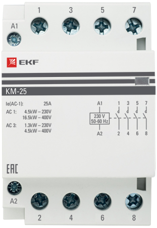 Контактор модульный КМ 25А 4NО (3 мод.) EKF PROxima