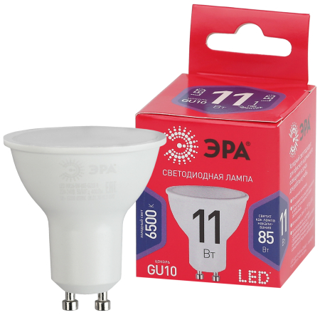 LED MR16-11W-865-GU10 R ЭРА (диод, софит, 11Вт, хол, GU10) (10/100/4800)