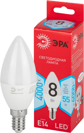 LED B35-8W-840-E14 R ЭРА (диод, свеча, 8Вт, нейтр, E14)