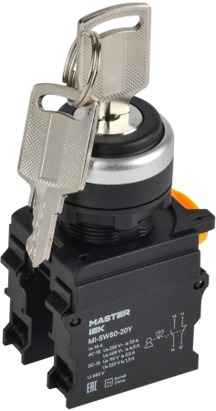 Переключатель с ключом 3 полож. 1NO+1NC чёрный MASTER IEK