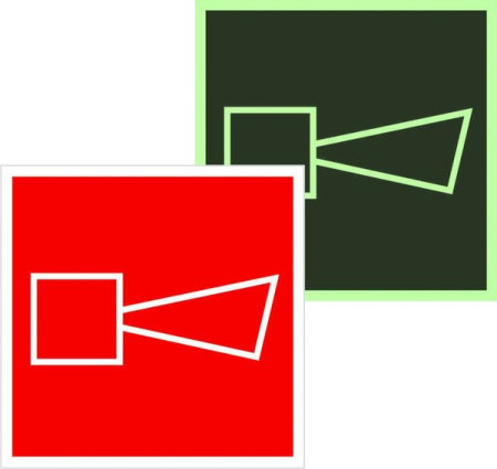 Знак F 11 "Звуковой оповещатель пожарной тревоги" 200х200 мм, пленка самоклеящаяся с фотолюминесцентным покрытием ГОСТ Р 12.4.026-2001 EKF