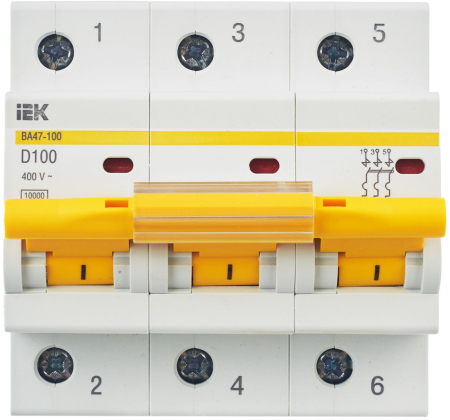 Авт. выкл. ВА47-100 3Р100А 10кА х-ка D IEK