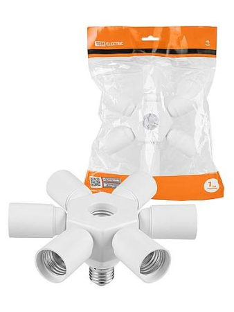 Переходник Е27-6(+1)хЕ27, белый, TDM