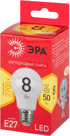 LED A55-8W-827-E27 R  Лампочка светодиодная ЭРА RED LINE LED A55-8W-827-E27 R Е27 / E27 8 Вт груша теплый белый свет