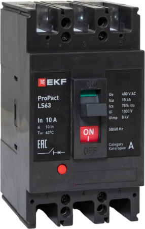 Автоматический выключатель LS63 15кА 3P 10А ProPact EKF