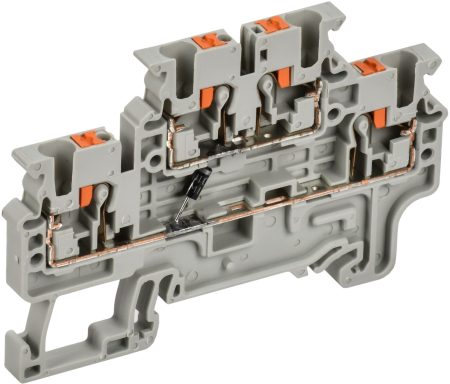 ARMAFIX Колодка клемм. CPDL2.5(E)D2 2-ур. с встр. диод. IEK