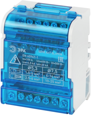 NO-224-15  Шины на DIN-рейку ЭРА NO-224-15 в корпусе кросс-модуль ШНК 4х7 3L+PEN