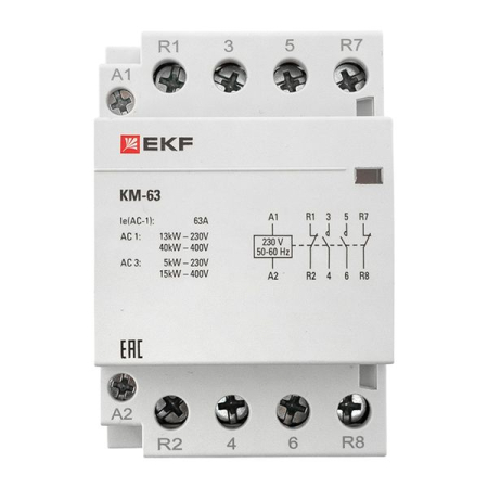 Контактор модульный КМ 63А 2NО+2NC (3 мод.) EKF PROxima
