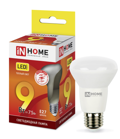 Лампа светодиодная LED-R63-VC 9Вт 230В Е27 3000К 720Лм IN HOME