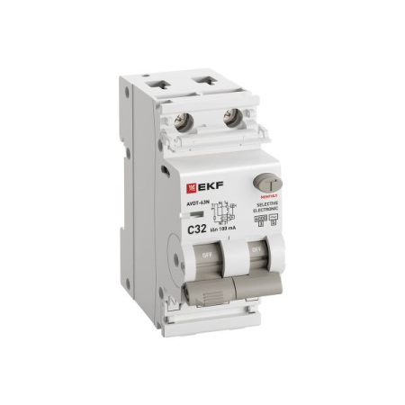 Автоматический выключатель дифференциального тока селективный АВДТ-63N (S) 1P+N 32А 100мА характеристика C тип AC электронный 6кА PROXIMA EKF