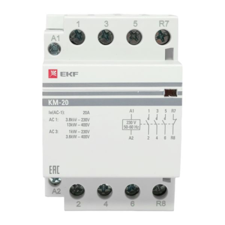 Контактор модульный КМ 20А 3NО+NC (3 мод.) EKF PROxima