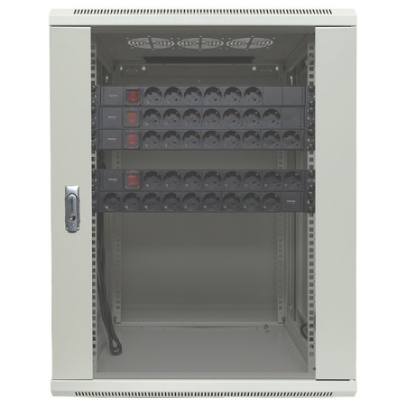 Шкаф настенный 19" TERACOM PRO 15U 600х600 мм дверь стеклянная с замком-ручкой серый