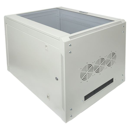 Шкаф настенный 19" TERACOM PRO 15U 600х600 мм дверь стеклянная с замком-ручкой серый