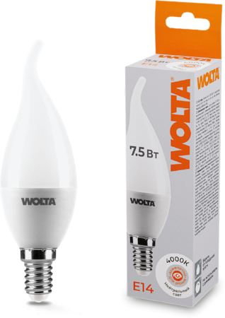 Лампа LED WOLTA св н/в CD37 7.5Вт 625лм Е14 4000К   1/50