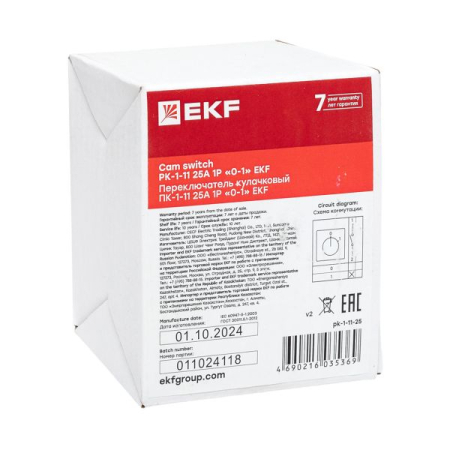 Переключатель кулачковый ПК-1-11 25А 1P "0-1" EKF PROxima