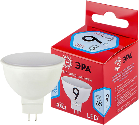 LED MR16-9W-840-GU5.3 R  Лампочка светодиодная ЭРА RED LINE LED MR16-9W-840-GU5.3 R GU5.3 9 Вт софит нейтральный белый свет