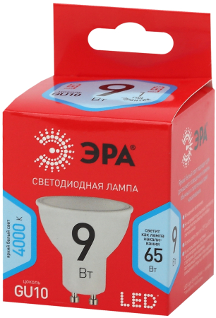 LED MR16-9W-840-GU10 R  Лампочка светодиодная ЭРА RED LINE LED MR16-9W-840-GU10 R GU10 9 Вт софит нейтральный белый свет