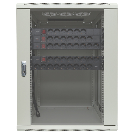 Шкаф настенный 19" TERACOM PRO 15U 600х600 мм дверь стеклянная с замком-ручкой серый