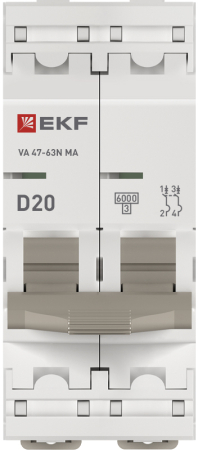 Автоматический выключатель ВА 47-63N MA 2P 20А (D) 6кА без теплового расцепителя PROXIMA EKF